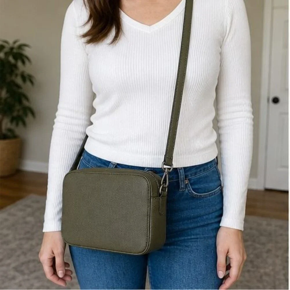 Sand Saffiano Crossbody Bag